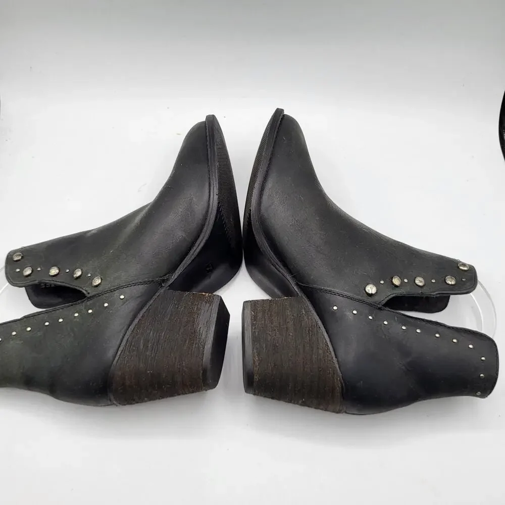 Musse & Cloud Aster Black Studded Leather Bootie 2.5